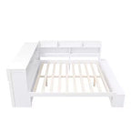 Whisen Full Daybed Frame Solid Wood Daybed with Storage Cabinets, Shoe Cabinet