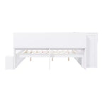 Whisen Full Daybed Frame Solid Wood Daybed with Storage Cabinets, Shoe Cabinet