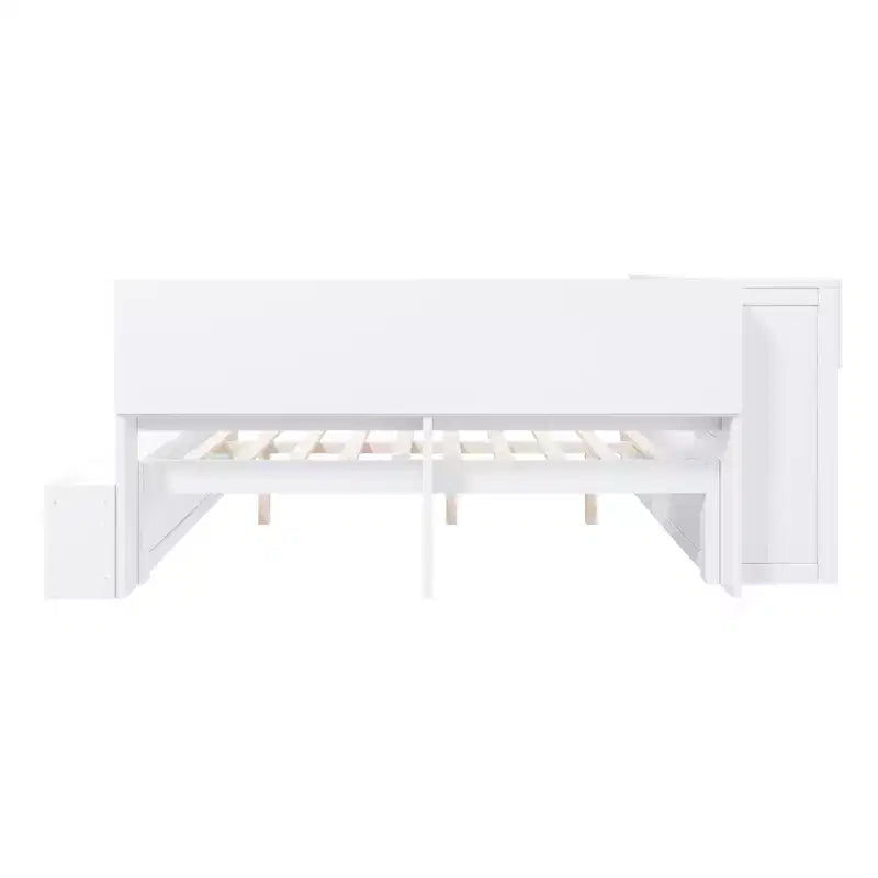 Whisen Full Daybed Frame Solid Wood Daybed with Storage Cabinets, Shoe Cabinet