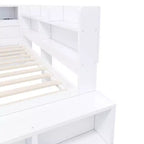 Whisen Full Daybed Frame Solid Wood Daybed with Storage Cabinets, Shoe Cabinet