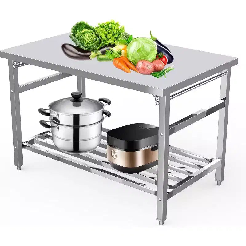 Stainless Steel Folding Table 48x30, Heavy-Duty Commercial Prep with 500 lbs Capacity, Adjustable Undershelf, Easy Assembly for Kitchen