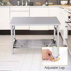 Stainless Steel Folding Table 48x30, Heavy-Duty Commercial Prep with 500 lbs Capacity, Adjustable Undershelf, Easy Assembly for Kitchen