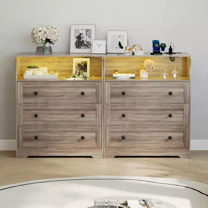 Commode Haute pour Chambre, Commode en Bois à 3 Tiroirs pour Salon, Placard, Couloir, Table de Chevet en Bois, 94,5 cm de Haut