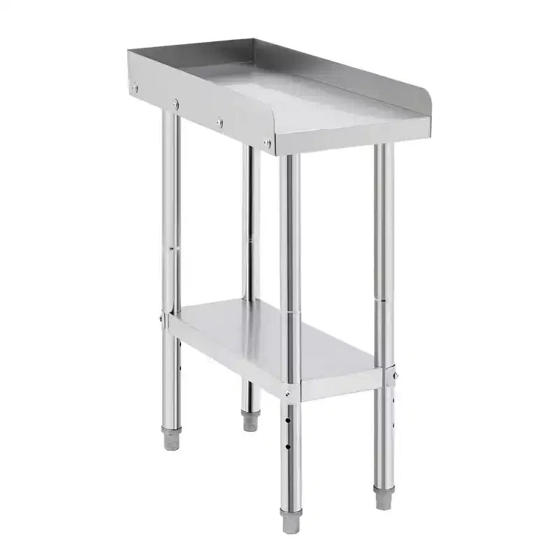 Stainless Steel Equipment Stand, 400 lb Capacity with 2 Edge Baffle, for Commercial Restaurant, Hotel, and Home Kitchen