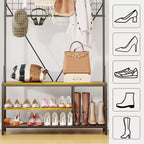 5-in-1 Entryway Hall Tree with Bench, Coat Rack, Adjustable Shoe Storage Shelf, Hanging Rod & 9 Hooks, for Hallway, Mudroom & Bedroom