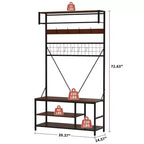 5-in-1 Entryway Hall Tree with Bench, Coat Rack, Adjustable Shoe Storage Shelf, Hanging Rod & 9 Hooks, for Hallway, Mudroom & Bedroom
