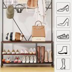 5-in-1 Entryway Hall Tree with Bench, Coat Rack, Adjustable Shoe Storage Shelf, Hanging Rod & 9 Hooks, for Hallway, Mudroom & Bedroom