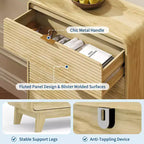 Wooden 5-Drawer Dresser with Gold-Tone Handles & Curved Silhouette, Contemporary Display Cabinet with Wood Legs for Living Room, Bedroom & Entryway
