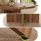 Acekool Extendable Round Dining Table for 4-8, Wooden Kitchen Table with Expandable Leaf, Oval Dining Room Table, Walnut