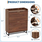 Acekool Narrow Shoe Storage Cabinet with 2 Flip Drawers, Wooden Hidden Shoe Rack Organizer for Entryway Hallway, Walnut