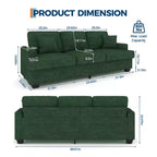 Canapé profond moderne de 86 pouces, rembourré confortable avec 2 coussins décoratifs et housses amovibles pour salon, appartement et petits espaces