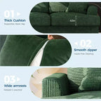 Canapé profond moderne de 86 pouces, rembourré confortable avec 2 coussins décoratifs et housses amovibles pour salon, appartement et petits espaces