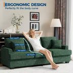 Canapé profond moderne de 86 pouces, rembourré confortable avec 2 coussins décoratifs et housses amovibles pour salon, appartement et petits espaces