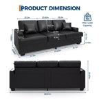 Canapé profond moderne de 86 pouces, rembourré confortable avec 2 coussins décoratifs et housses amovibles pour salon, appartement et petits espaces