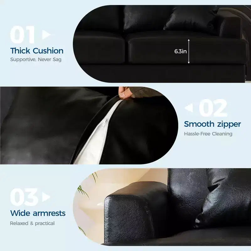 Canapé profond moderne de 86 pouces, rembourré confortable avec 2 coussins décoratifs et housses amovibles pour salon, appartement et petits espaces