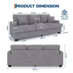 Canapé profond moderne de 86 pouces, rembourré confortable avec 2 coussins décoratifs et housses amovibles pour salon, appartement et petits espaces