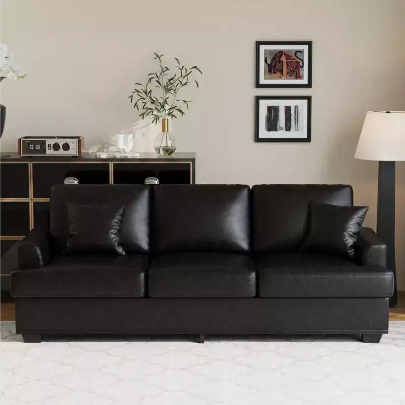 Canapé profond moderne de 86 pouces, rembourré confortable avec 2 coussins décoratifs et housses amovibles pour salon, appartement et petits espaces