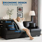 Canapé profond moderne de 86 pouces, rembourré confortable avec 2 coussins décoratifs et housses amovibles pour salon, appartement et petits espaces