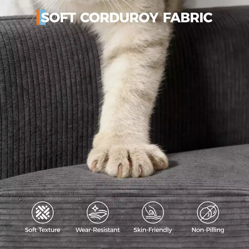 Canapé profond moderne de 86 pouces, rembourré confortable avec 2 coussins décoratifs et housses amovibles pour salon, appartement et petits espaces