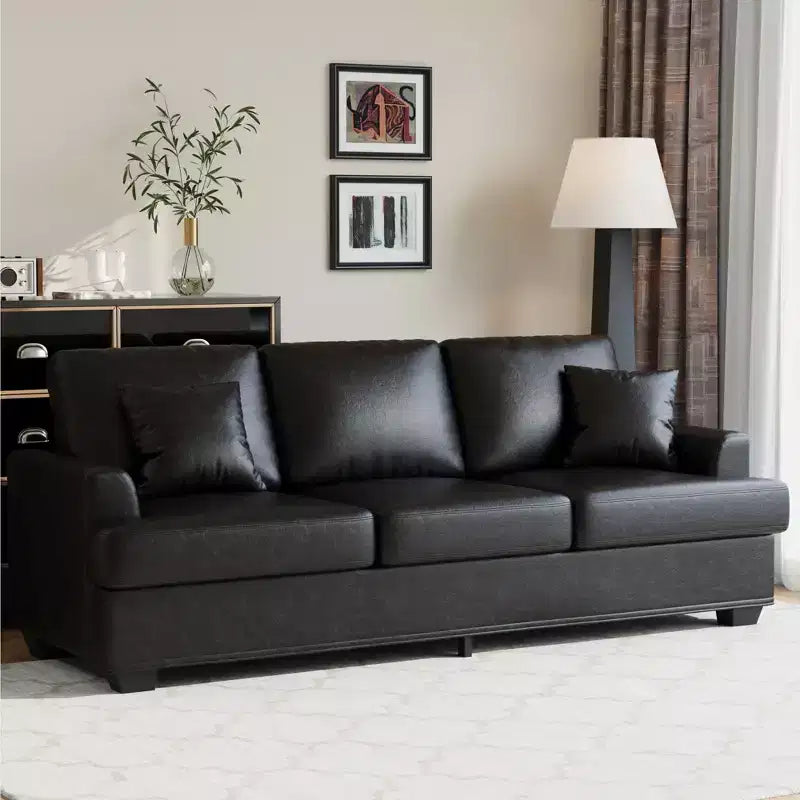 Canapé profond moderne de 86 pouces, rembourré confortable avec 2 coussins décoratifs et housses amovibles pour salon, appartement et petits espaces