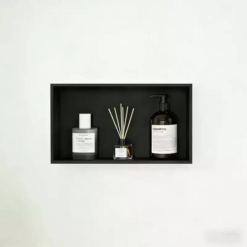 Modern Matte Black Stainless Steel Shower Niche 24x12  Recessed Single Tier Wall Shelf, No-Tile Install  Bathroom Storage  Matte Black
