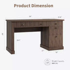 Bureau exécutif cannelé avec tiroirs, bureau d'ordinateur en bois avec grand tiroir de classement, bureau à domicile avec rangement pour le bureau, la chambre, le salon