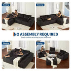 Canapé modulable 108 places en velours côtelé en forme de L avec pouf mobile, aucun assemblage requis, capacité de 544 kg - Gris