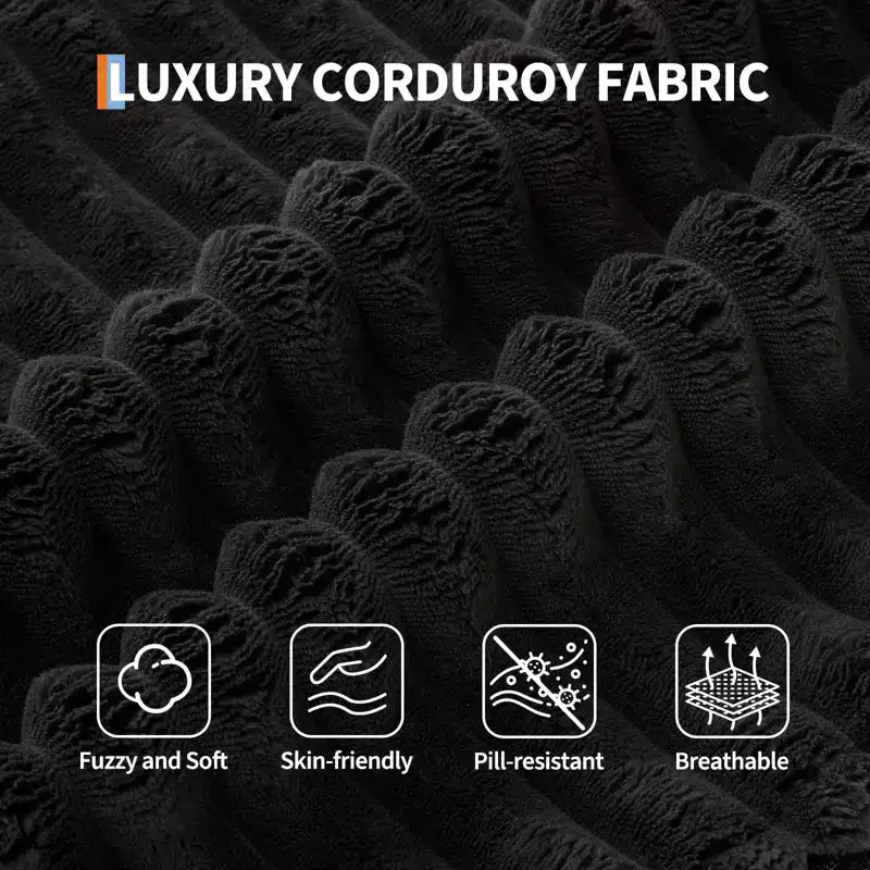 Canapé modulable 108 places en velours côtelé en forme de L avec pouf mobile, aucun assemblage requis, capacité de 544 kg - Gris