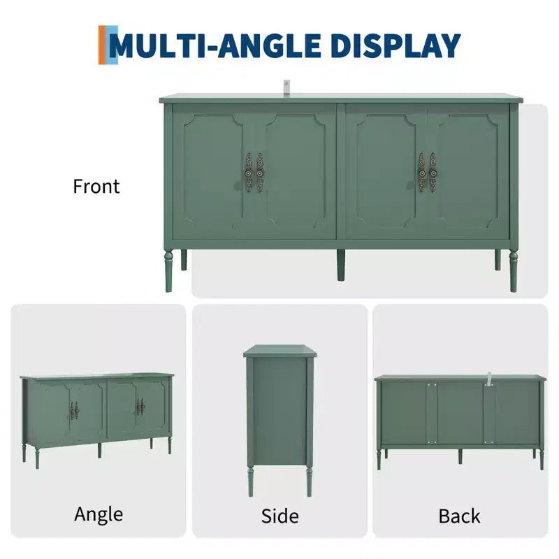 59'' Buffet Cabinet,with 2 Adjustable Shelves & 4 Doors,Coffee Bar Console Table for Living Room, Dining Room, Kitchen, Entryway, Green
