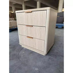 Nightstand with 3 Drawers, Light Wood Bedside Table with Charging Station.