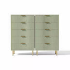 Modern Fluted 5 Drawer Dresser  48 Tall Wooden Chest with Deep Storage, Wide Top, Organizer