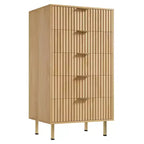 Commode Moderne à 5 Tiroirs Canelés  48" de Haut avec Rangement Profond, Plateau Large, Organisateur