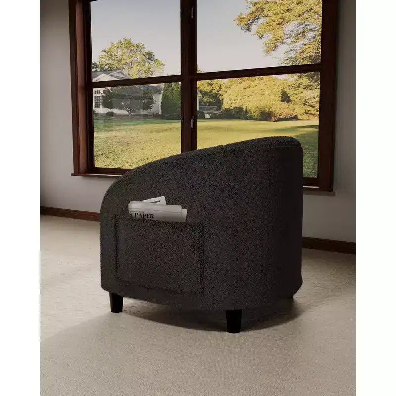 Fauteuil club confortable, tissu bouclette et revêtement doux, dossier arrondi, assise moelleuse, fauteuil moderne pour salon, chambre, réception, lounge, bureau