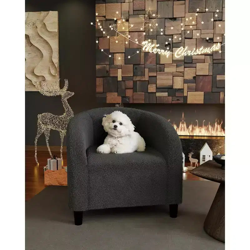 Fauteuil club confortable, tissu bouclette et revêtement doux, dossier arrondi, assise moelleuse, fauteuil moderne pour salon, chambre, réception, lounge, bureau
