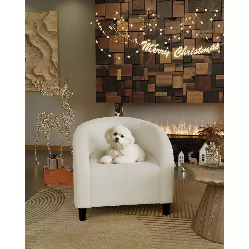 Fauteuil club confortable, tissu bouclette et revêtement doux, dossier arrondi, assise moelleuse, fauteuil moderne pour salon, chambre, réception, lounge, bureau