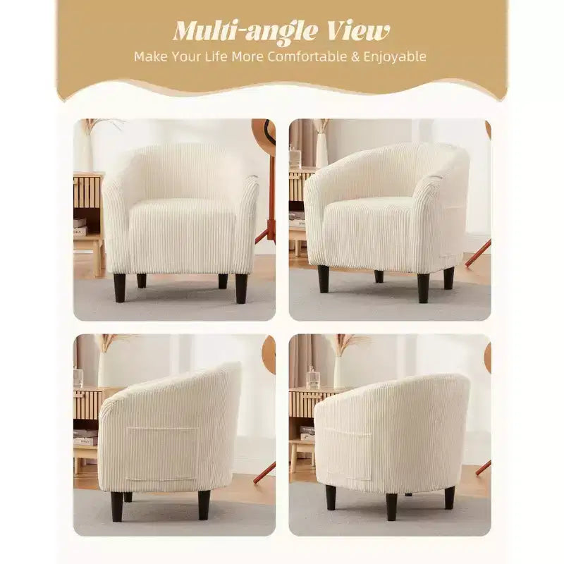 Fauteuil club confortable, tissu bouclette et revêtement doux, dossier arrondi, assise moelleuse, fauteuil moderne pour salon, chambre, réception, lounge, bureau