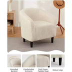 Fauteuil club confortable, tissu bouclette et revêtement doux, dossier arrondi, assise moelleuse, fauteuil moderne pour salon, chambre, réception, lounge, bureau