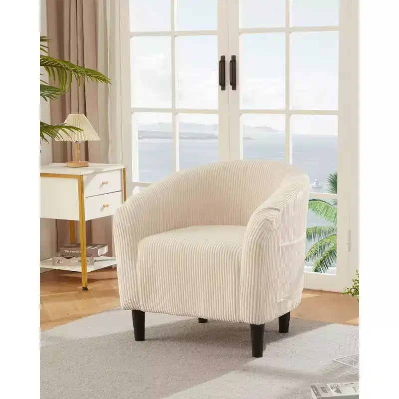 Fauteuil club confortable, tissu bouclette et revêtement doux, dossier arrondi, assise moelleuse, fauteuil moderne pour salon, chambre, réception, lounge, bureau