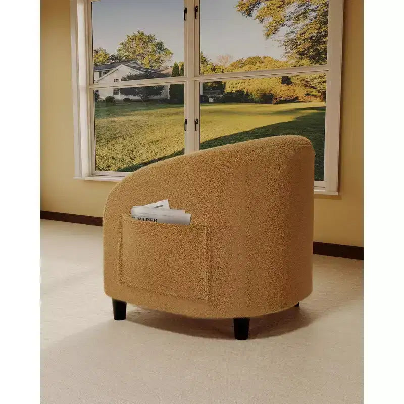 Fauteuil club confortable, tissu bouclette et revêtement doux, dossier arrondi, assise moelleuse, fauteuil moderne pour salon, chambre, réception, lounge, bureau