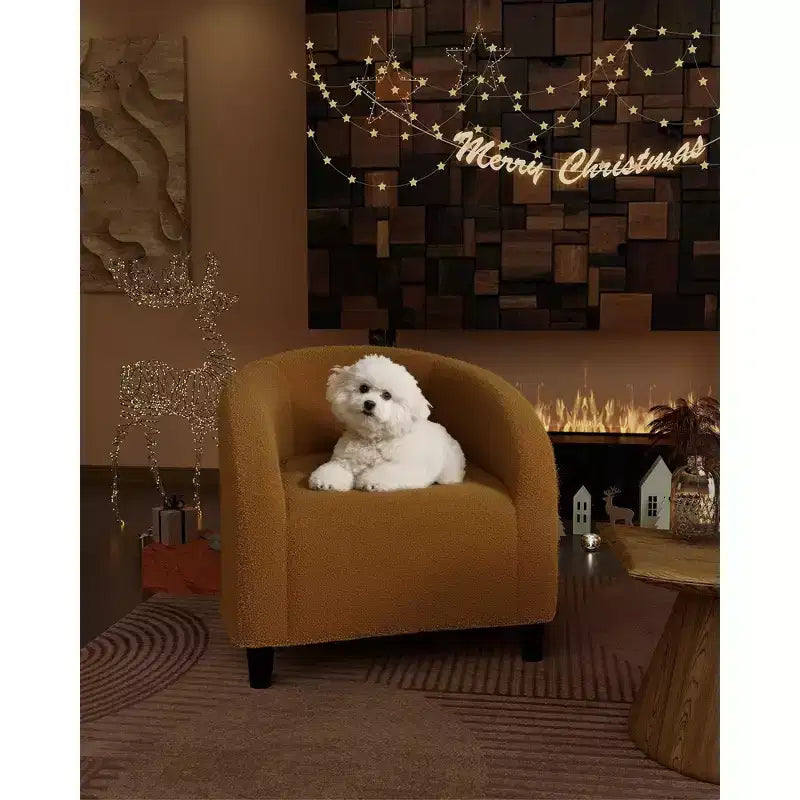 Fauteuil club confortable, tissu bouclette et revêtement doux, dossier arrondi, assise moelleuse, fauteuil moderne pour salon, chambre, réception, lounge, bureau
