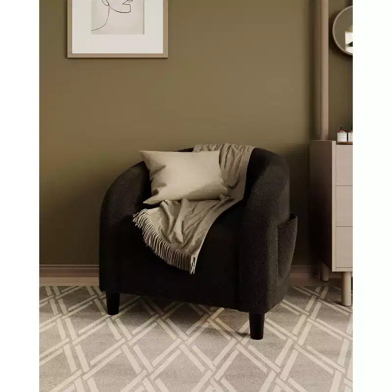 Cozy Barrel Accent Chair, Boucle & Soft Upholstery, Rounded Back, Soft Padded Seat, Modern Armchair for Living Room, Bedroom, Reception,Lounge,Office