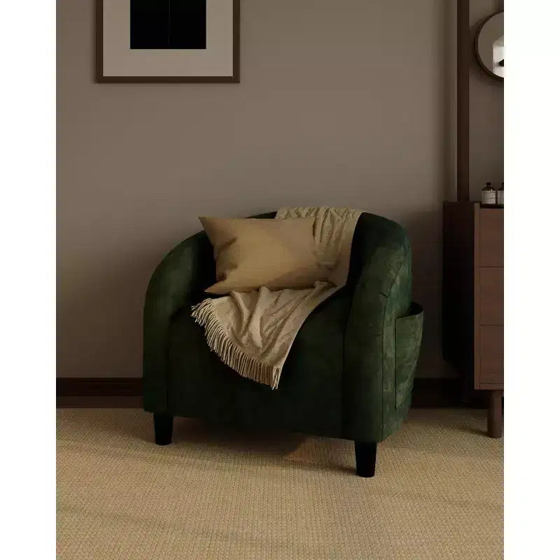 Fauteuil club confortable, tissu bouclette et revêtement doux, dossier arrondi, assise moelleuse, fauteuil moderne pour salon, chambre, réception, lounge, bureau