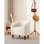 Fauteuil club confortable, tissu bouclette et revêtement doux, dossier arrondi, assise moelleuse, fauteuil moderne pour salon, chambre, réception, lounge, bureau