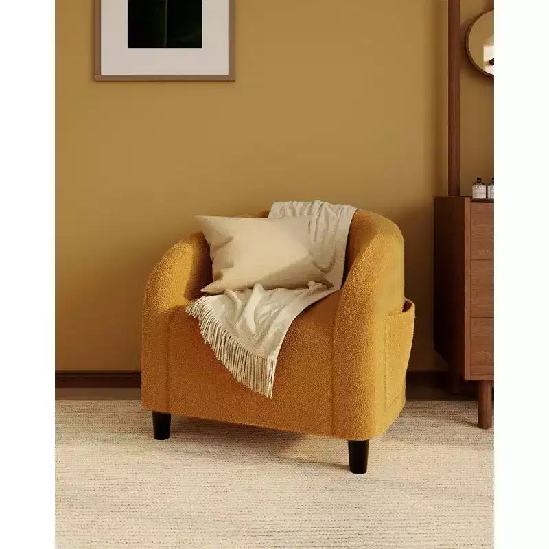 Fauteuil club confortable, tissu bouclette et revêtement doux, dossier arrondi, assise moelleuse, fauteuil moderne pour salon, chambre, réception, lounge, bureau