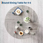 Modern Farmhouse Round Dining Table for 4-6  Walnut Wood, Robust 4-Leg Base  Space-Saving Circle Table for Kitchen, Dining Room, Apartment
