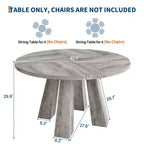 Modern Farmhouse Round Dining Table for 4-6  Walnut Wood, Robust 4-Leg Base  Space-Saving Circle Table for Kitchen, Dining Room, Apartment