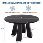 Modern Farmhouse Round Dining Table for 4-6  Walnut Wood, Robust 4-Leg Base  Space-Saving Circle Table for Kitchen, Dining Room, Apartment