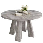 Modern Farmhouse Round Dining Table for 4-6  Walnut Wood, Robust 4-Leg Base  Space-Saving Circle Table for Kitchen, Dining Room, Apartment