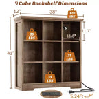 Étagère à livres 9 cubes Besiost avec station de recharge, organisateur de jouets en forme de casier au sol