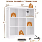 Étagère à livres 9 cubes Besiost avec station de recharge, organisateur de jouets en forme de casier au sol